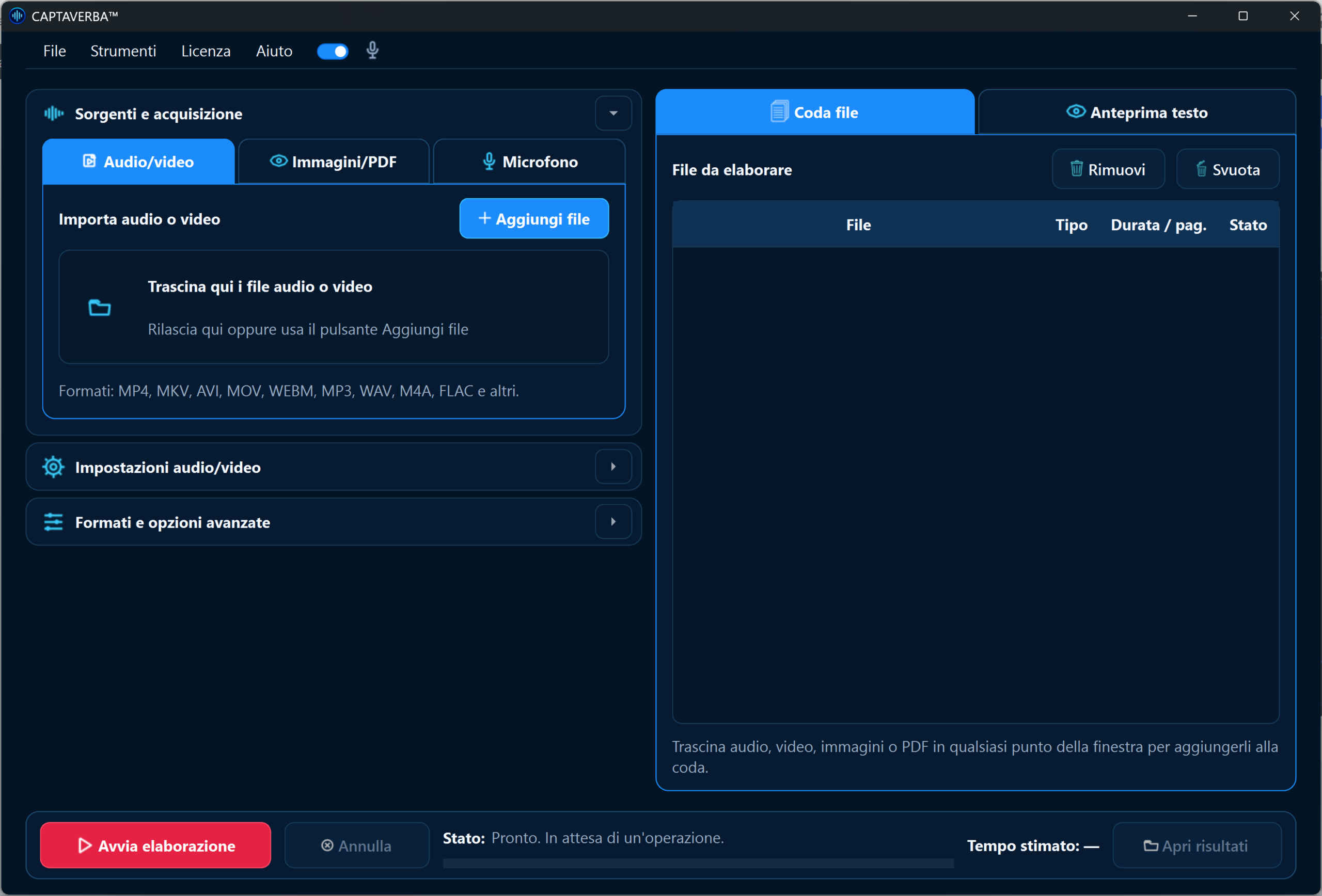 Screenshot dell’interfaccia di CAPTAVERBA™